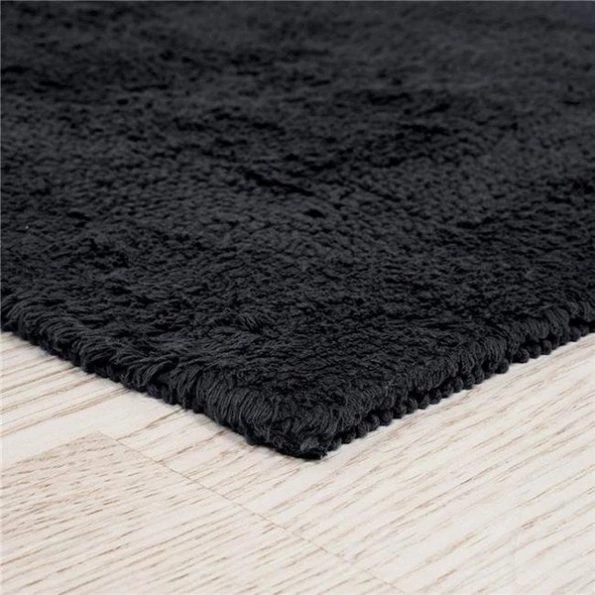 Bedford Home 67A-27571 2 Piece 100 Percent Cotton Bath Mat Set – Black