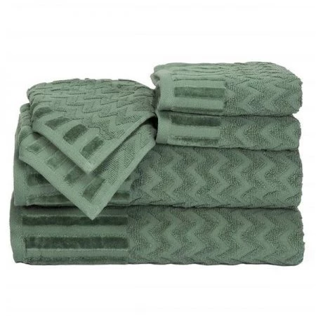 Bedford Home 67A-27582 6 Piece Cotton Deluxe Plush Bath Towel Set - Green