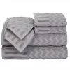 Bedford Home 67A-27605 6 Piece Cotton Deluxe Plush Bath Towel Set - Silver