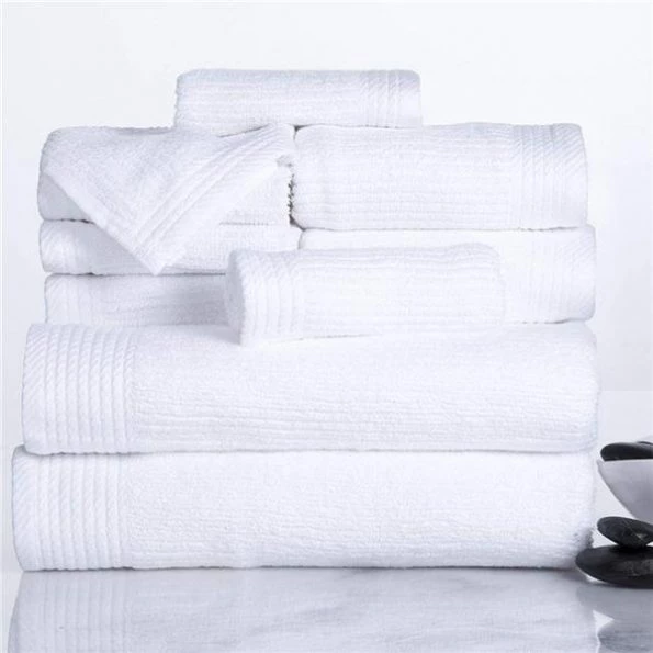 Bedford Home 67A-31084 Ribbed Cotton 10 Piece Towel Set – White