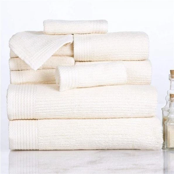 Bedford Home 67A-31091 Ribbed Cotton 10 Piece Towel Set - Bone 1 Bedford Home 67A-31091 Ribbed Cotton 10 Piece Towel Set – Bone