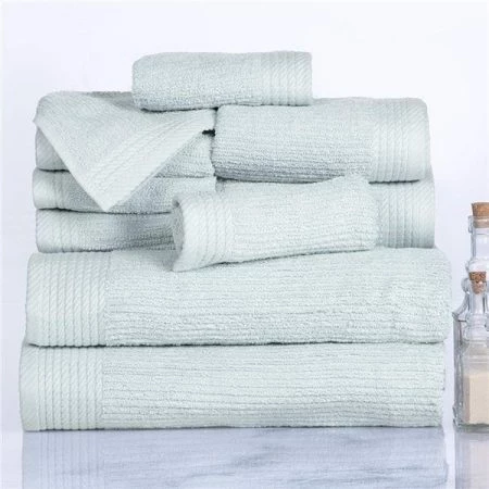 Bedford Home 67A-31121 Ribbed Cotton 10 Piece Towel Set - Seafoam