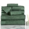 Bedford Home 67A-31152 Ribbed Cotton 10 Piece Towel Set - Green