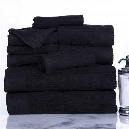 Bedford Home 67A-31176 Ribbed Cotton 10 Piece Towel Set - Black