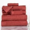 Bedford Home 67A-31183 Ribbed Cotton 10 Piece Towel Set - Brick