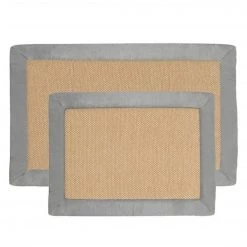 Bedford Home 67A-36239 2 Piece Memory Foam Bath Mat Set by Faux Linen Fleece – Platinum