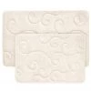 Bedford Home 67A-36765 2 Piece Memory Foam Bath Mat Set by Coral Fleece Embossed Pattern - Ivory