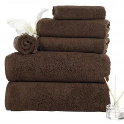 Bedford Home 67A-77231 100 Percent Cotton Zero Twist 6 Piece Towel Set – Chocolate
