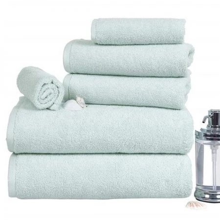 Bedford Home 67A-77248 100 Percent Cotton Zero Twist 6 Piece Towel Set - Seafoam