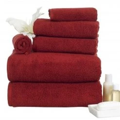 Bedford Home 67A-77262 100 Percent Cotton Zero Twist 6 Piece Towel Set – Burgundy