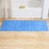 Bedford Home 67A-77293 Memory Foam Striped Extra Long Bath Mat; 24 by 60 in. - Blue