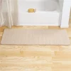Bedford Home 67A-77323 Memory Foam Striped Extra Long Bath Mat; 24 by 60 in. - Ivory