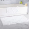 Bedford Home 67A-78423 100 Percent Cotton 2 Piece Trellis Bathroom Mat Set - White