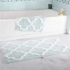 Bedford Home 67A-78461 100 Percent Cotton 2 Piece Trellis Bathroom Mat Set - Seafoam