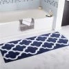 Bedford Home 67A-78614 100 Percent Cotton Trellis Bathroom Mat - 24 x 60 in. - Navy