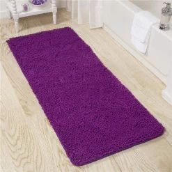 Bedford Home 67A-99124 Memory Foam Shag Bath Mat; 2 ft. by 5 ft. – Purple