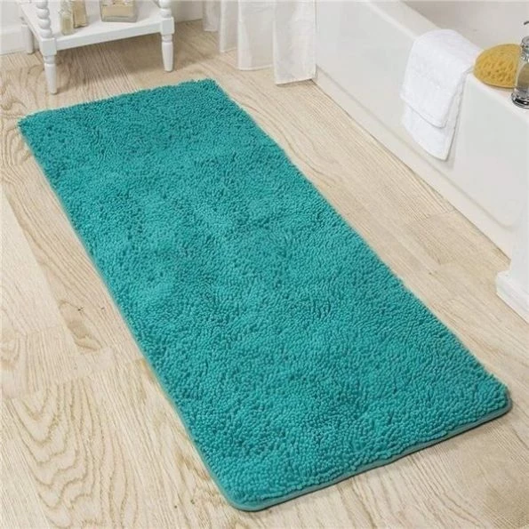 Bedford Home 67A-99131 Memory Foam Shag Bath Mat; 2 ft. by 5 ft. – Seafoam