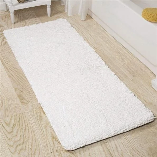 Bedford Home 67A-99148 Memory Foam Shag Bath Mat; 2 ft. by 5 ft. – White