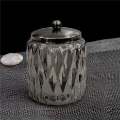 Nusteel GLA328D-1 Black Glass With Black Nickel Steel Cotton Container