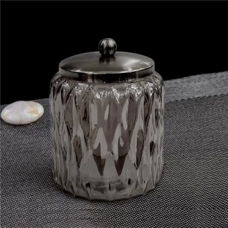 Nusteel GLA328D-1 Black Glass With Black Nickel Steel Cotton Container