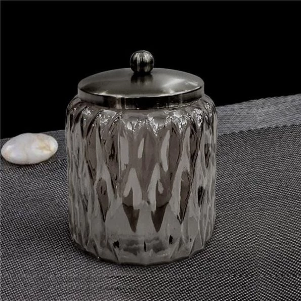 Nusteel GLA328D-1 Black Glass With Black Nickel Steel Cotton Container