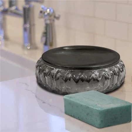 Nusteel GLA328D-3 Black Glass With Black Nickel Steel Soap Dish