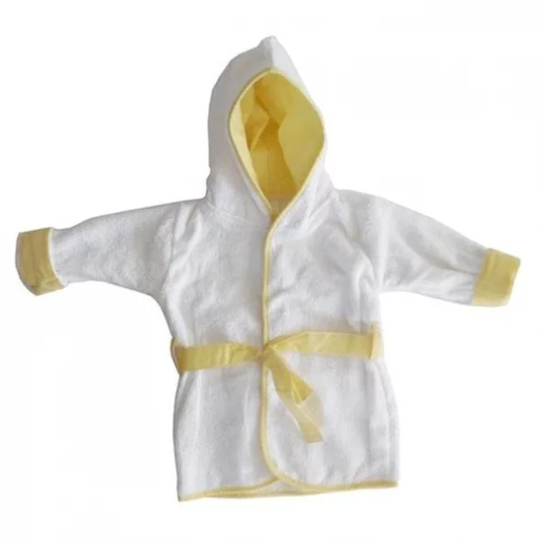 Bambini 960B YELLOW Terry Hooded Bath Robe with Pastel Trim & Applique; Yellow – One Size