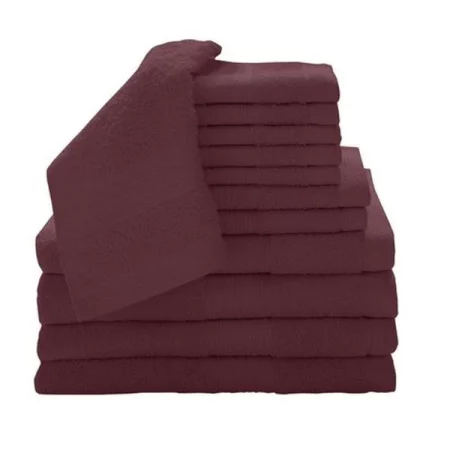Baltic Linen 0353262450 100 Percent Cotton 12 Piece Luxury Towel Set - Cranberry