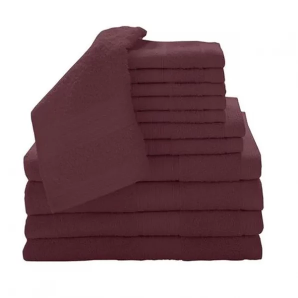 Baltic Linen 0353262450 100 Percent Cotton 12 Piece Luxury Towel Set – Cranberry