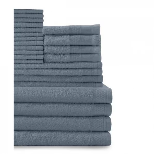 Baltic Linen 0353624300 100 Percent Cotton Complete 24 Piece Towel Set – Smoke Blue