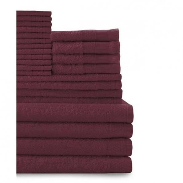 Baltic Linen 0353624310 100 Percent Cotton Complete 24 Piece Towel Set – Crimson