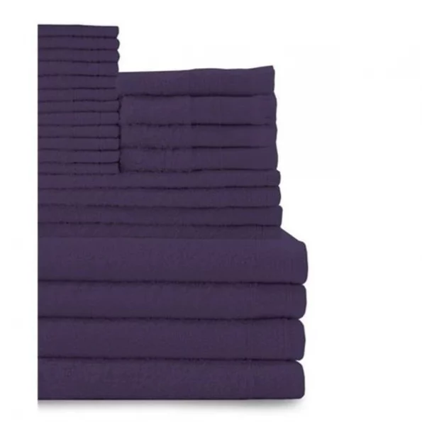 Baltic Linen 0353624330 100 Percent Cotton Complete 24 Piece Towel Set – Deep Plum