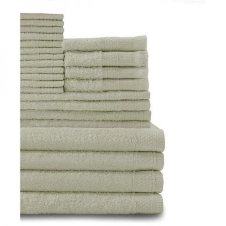 Baltic Linen 0353624350 100 Percent Cotton Complete 24 Piece Towel Set - Thyme Green