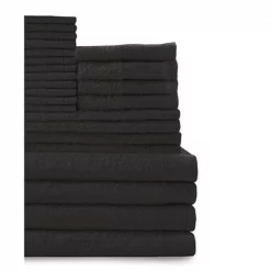 Baltic Linen 0353624380 100 Percent Cotton Complete 24 Piece Towel Set – Black