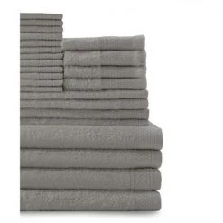Baltic Linen 0353624390 100 Percent Cotton Complete 24 Piece Towel Set – Graphite Grey