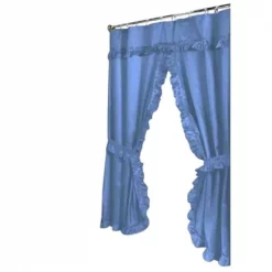 Carnation Home Fashions FWCD-L-01 70 x 45 in. Lauren Window Curtain with Ruffled Valance; Light Blue