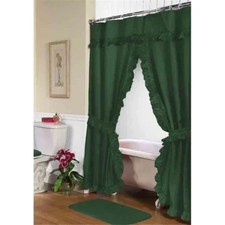 Livingquarters FSCD-L-27 34 x 54 in. Lauren Double Swag Shower Curtain; Evergreen