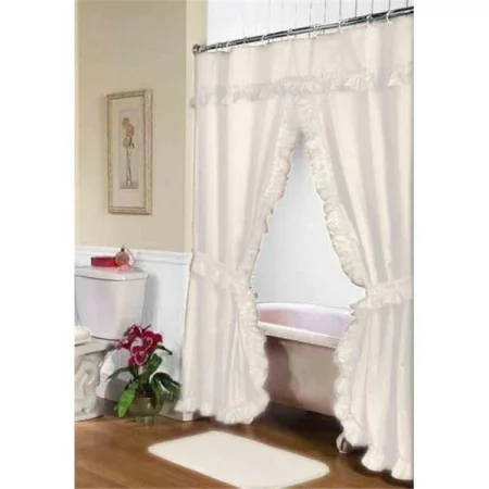 Carnation Home Fashions FSCD-L-08 72 x 72 in. Lauren Double Swag Shower Curtain; Ivory