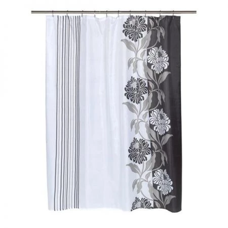 Carnation Home Fashions FSCXL-96-CH-16 70 x 96 in. Chelsea Fabric Shower Curtain; Black