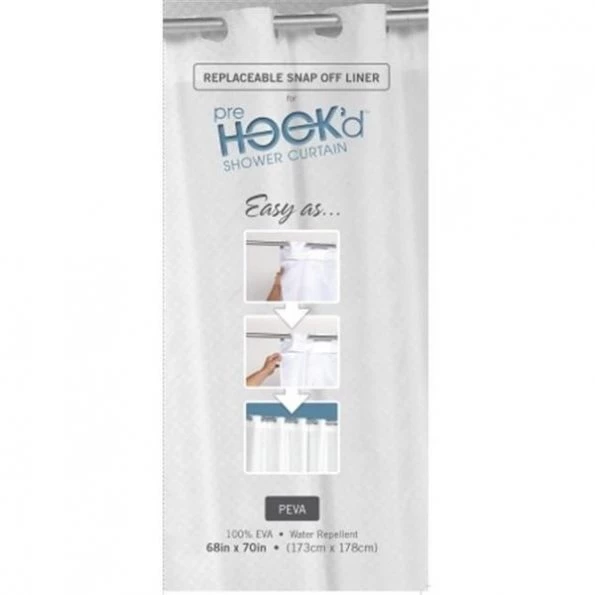 Carnation Home Fashions SCPRE-LINPEV-10 70 x 68 in. Pre Hooked Replacement Peva Liner; Frosty Clear
