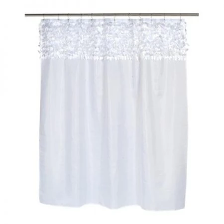 Carnation Home Fashions FSCL-JAS-21 Jasmine Fabric Shower Curtain in White