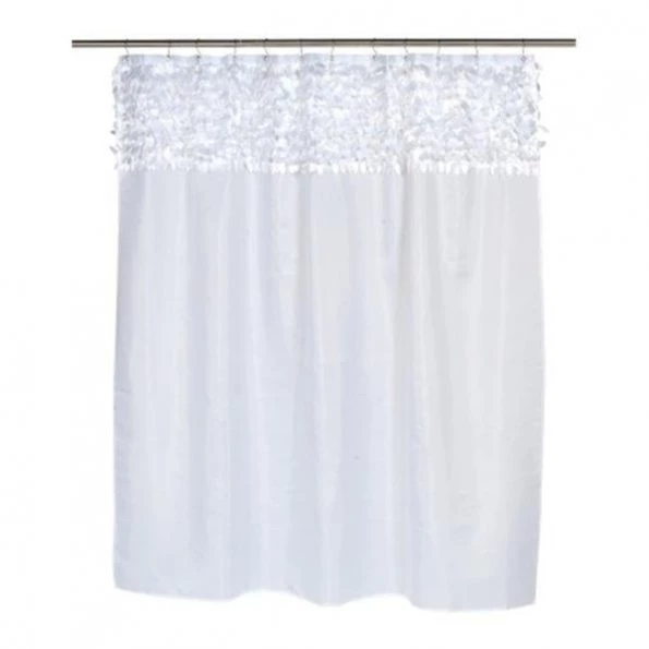 Carnation Home Fashions FSCL-JAS-21 Jasmine Fabric Shower Curtain in White