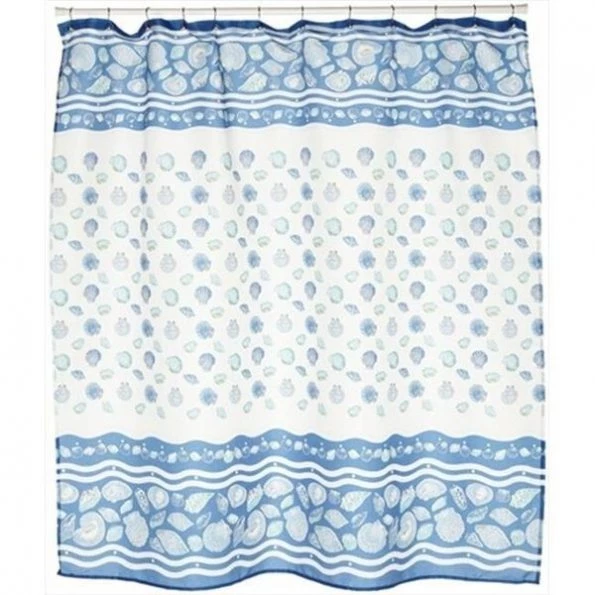 Carnation Home Fashions FSC-SB-01 South Beach Fabric Shower Curtain – Blue