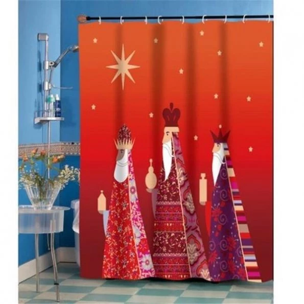 Carnation Home Fashions FSCC-THR Three Kings Fabric Holiday Shower Curtain