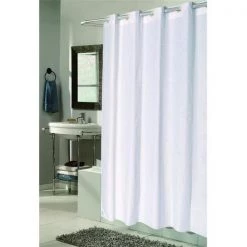 Carnation Home Fashions SCEZ-XL/CK/21 Ez On 70 in. x 84 in. Fabric Shower Curtain Checks – White