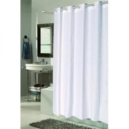 Carnation Home Fashions SCEZ-XL/CK/21 Ez On 70 in. x 84 in. Fabric Shower Curtain Checks - White