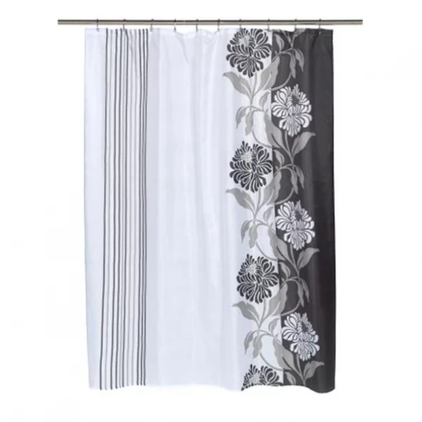Carnation Home Fashions FSC-CH-16 Chelsea Fabric Shower Curtain in Black