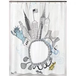 Carnation Home Fashions FSC13-FC Funky City Fabric Shower Curtain
