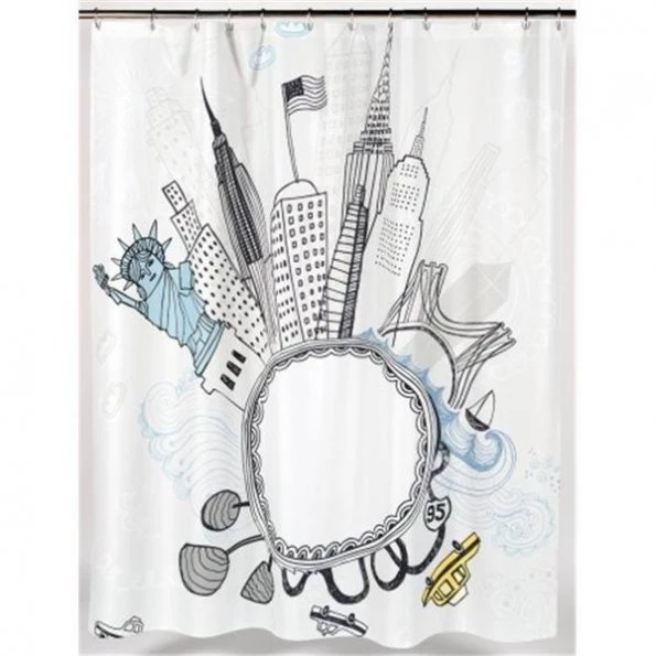 Carnation Home Fashions FSC13-FC Funky City Fabric Shower Curtain