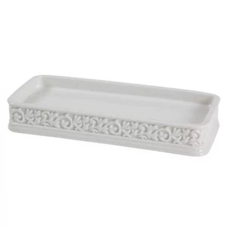 Creative Bath Products Creative Bath CMO26WH Cosmopolitan White Scroll Porcelain Tray